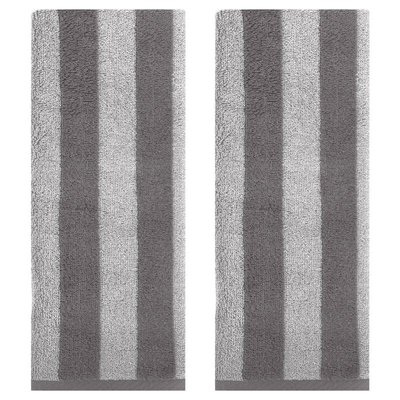Grey Cotton Hand Towel Set - 2 Pieces, 13x29 Inches, Soft & Absorbent