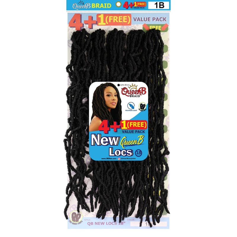 18-Inch Crochet New Locs Hair Extensions - 5-Pack Synthetic Braid