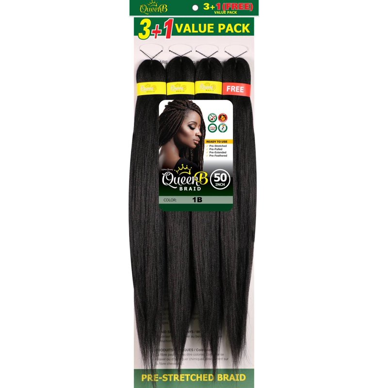 Pre-Stretched Braiding Hair 50-Inch - Feathered Tips for Knotless Braids