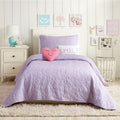 Urban Playground Kids Lavender Heart Twin Quilt Set with Pillows - 4 Piece