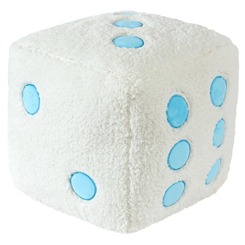 Blue & White Dice Throw Pillow - Decorative Cushion for Teen & Young Adult Rooms