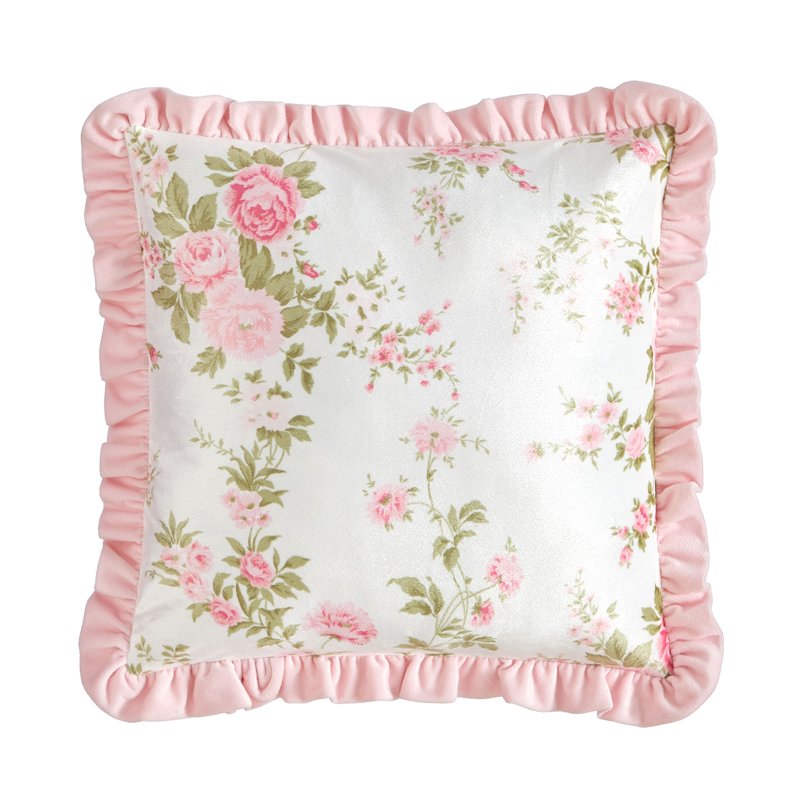 16x16 Floral Ruffle Throw Pillow - White Decorative Cushion for Home