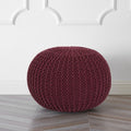 Round Knit Polyester Pouf Footrest & Extra Seating - Wine Variation