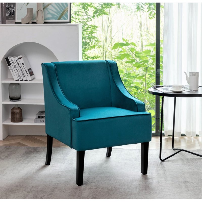 25" Wide Microfiber Accent Chair with Recessed Arms