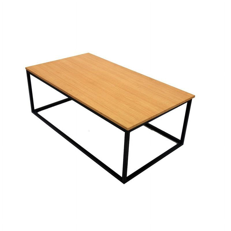Industrial Wood and Metal Coffee Table - Open Frame Design