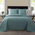 Sage Floral Quilt Set - 2-Piece Twin Microfiber Bed Cover with Sham