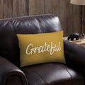 VCNY Home Grateful 14x20 Inch Honey Gold Embroidered Cotton Pillow - Decorative Accent