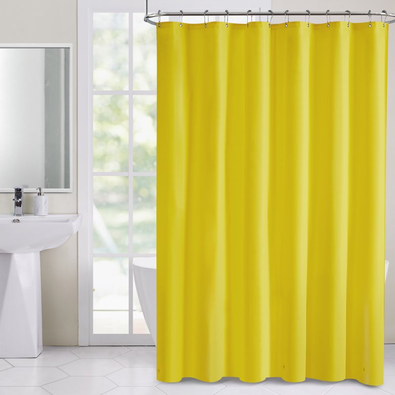 Yellow Heavy Duty PEVA Shower Liner 72x72 Inches Hotel Style Waterproof Bathroom Accessory