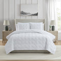 Full/Queen White Diamond Pinsonic Quilt Set - 3-Piece Bed Bedding