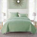 King Green Geometric Quilt Set with Shams - VCNY Home Nina 3-Piece Bedding