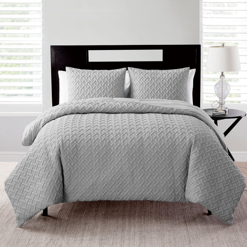Twin/Twin XL Grey Geometric Comforter Set - Microfiber Bed Bedding