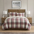 King Red Plaid Comforter Set with Sherpa - 3-Piece Bed Bedding