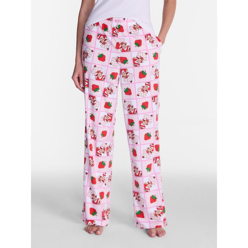 Women’s Wide Leg Velour Sleep Pants - Strawberry Shortcake Pink M Variation