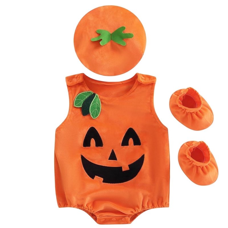 Baby Pumpkin Costume Romper Set with Hat & Shoes - 12-24 Months Variation 01