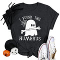 Halloween Ghost Graphic T-Shirt for Women - Dark Gray, L, Cute Spooky Tee
