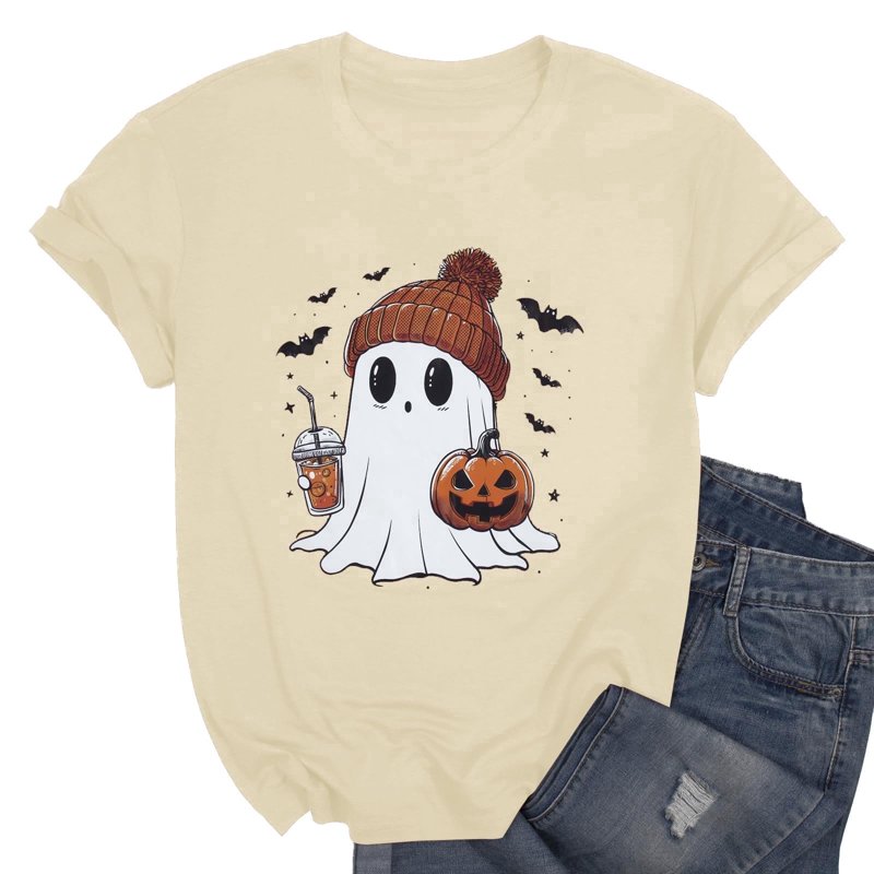 Apricot KimSoong Halloween Women's Pumpkin Ghost Graphic T-Shirt XL