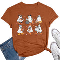 Women Halloween Pumpkin Ghost Graphic T-Shirt - Brown M