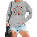 Women’s Halloween Pumpkin Ghost Graphic Sweatshirt - Gray, L