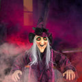 Life Size Talking Halloween Witch Decor with Red Lighted Eyes - Outdoor Haunted House Animatronic 5.9FT