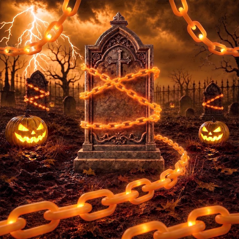 Halloween Chain Lights 10ft Orange Waterproof LED String with 8 Modes - Battery Operated