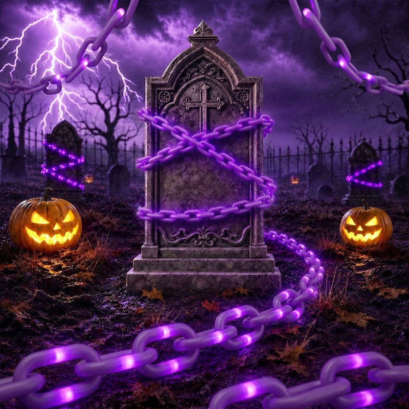 Halloween Chain Lights 10FT Purple Waterproof Battery Operated 8 Modes - Spooky Outdoor Decor