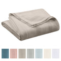 Twin Size Cotton Knit Blanket - All-Season Breathable Bed Cover - Mink