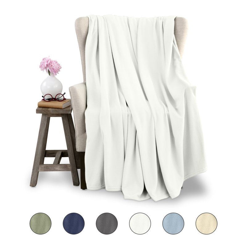 All-Season Microfleece Bed Blanket - King Size Lightweight Cozy Throw - White - Vellux