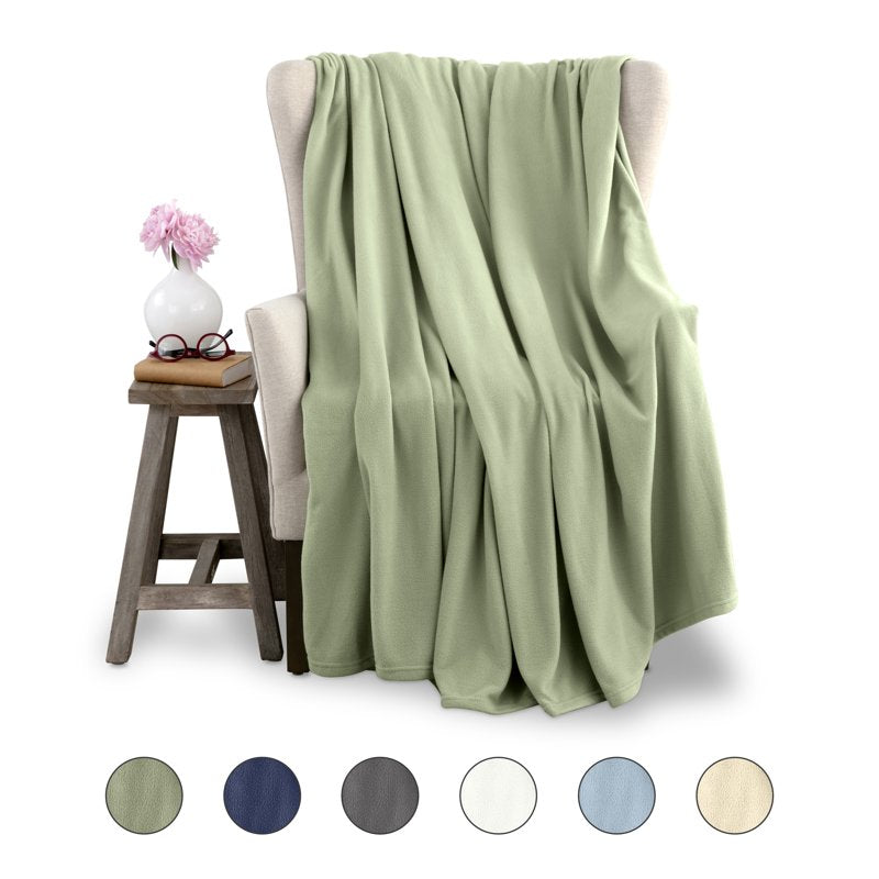 Queen Size Microfleece Bed Blanket - Soft Lightweight Cozy Throw - Green