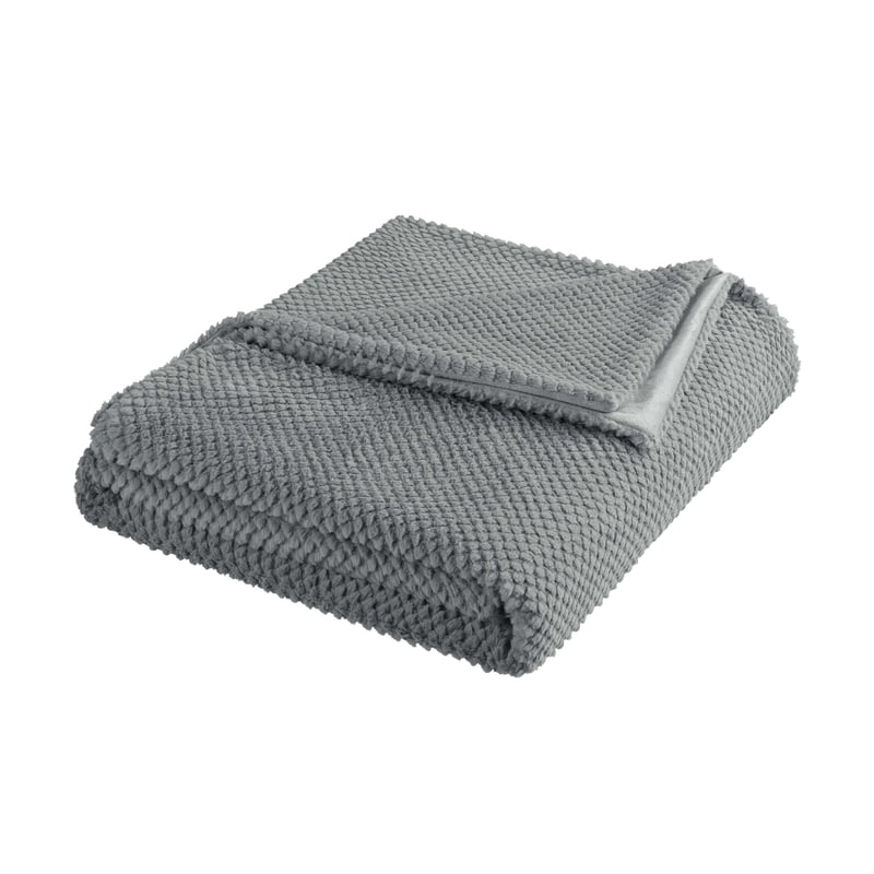 Queen Plush Texture Blanket - Ultra Soft Lightweight All-Season Throw - Grey - Charcoal Variation