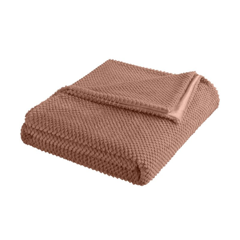 Queen Plush Texture Blanket - Ultra Soft All-Season Throw - Copper, Full/Queen