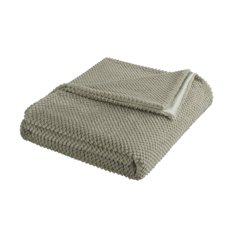 Queen Plush Texture Blanket - Ultra Soft All-Season Throw - Sage - Full/Queen
