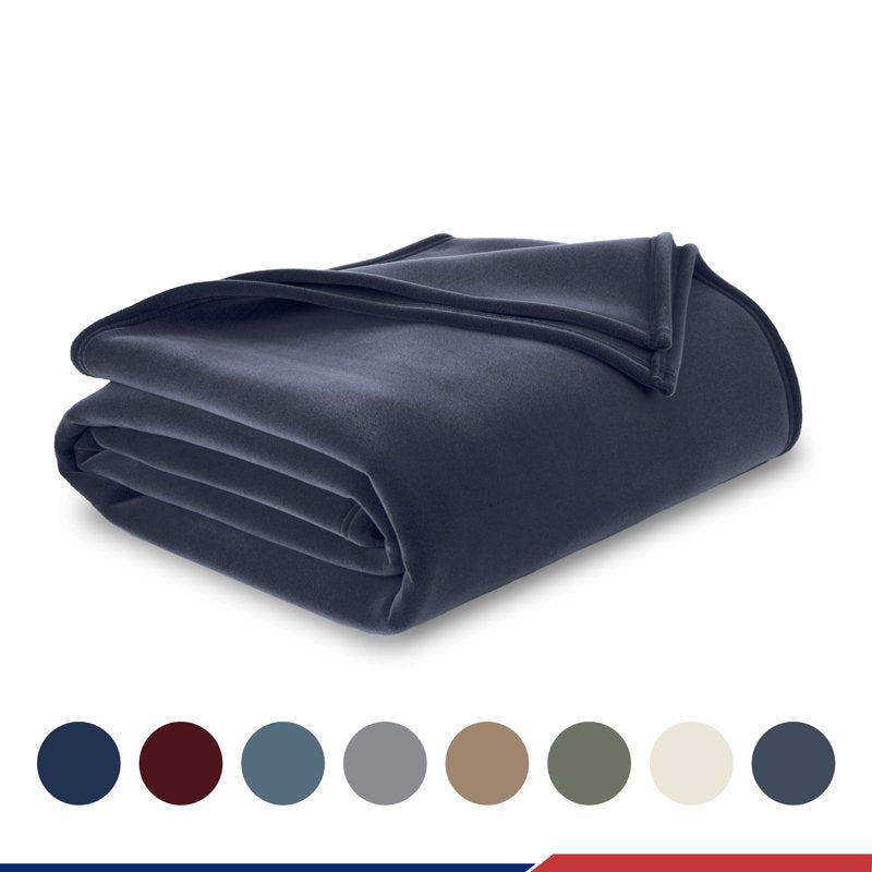 Full/Queen Frost Blue All-Season Fleece Throw Blanket - Cozy Bed & Couch Layering