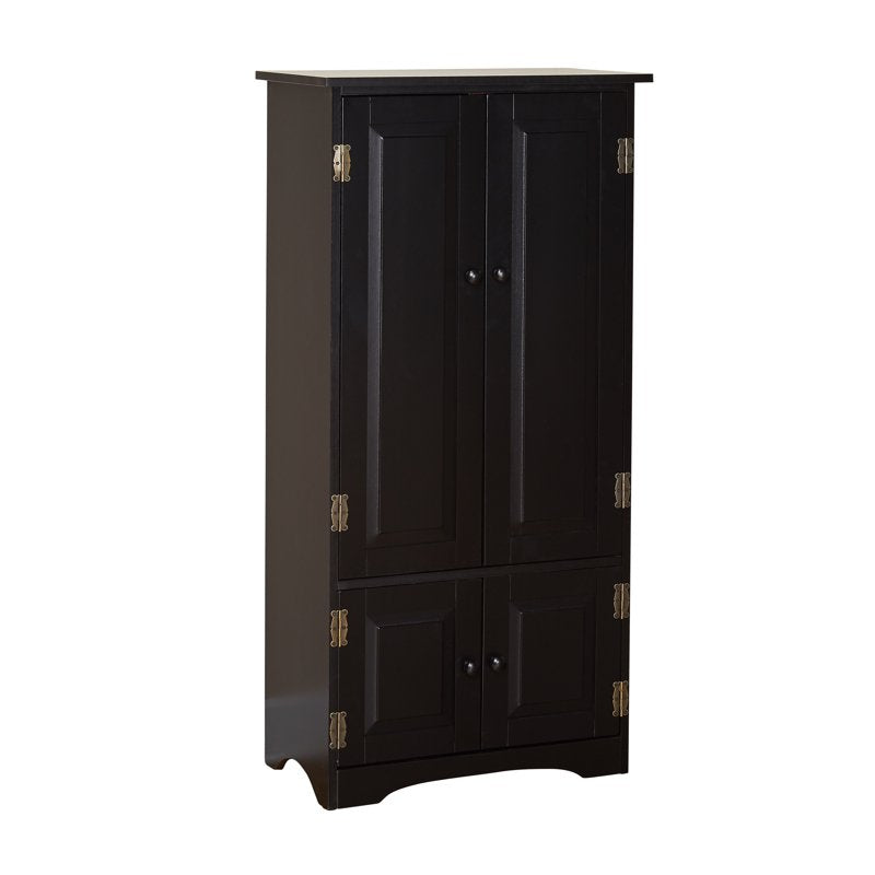 Contemporary 4-Door Vertical Wall Cabinet with Shelves - Black