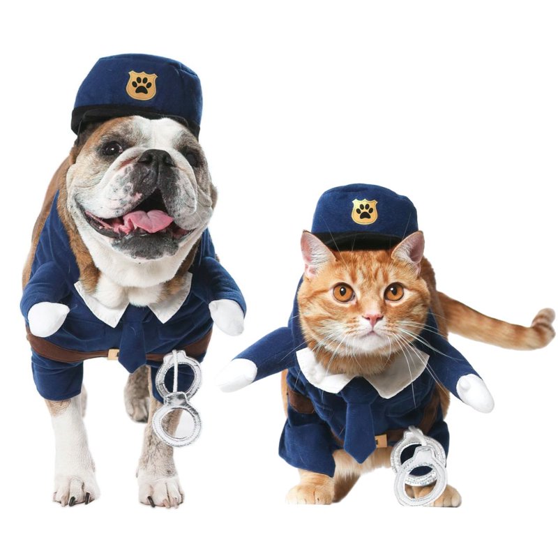 Pet Police Officer Costume Medium with Hat & Accessories - Vibrant Life