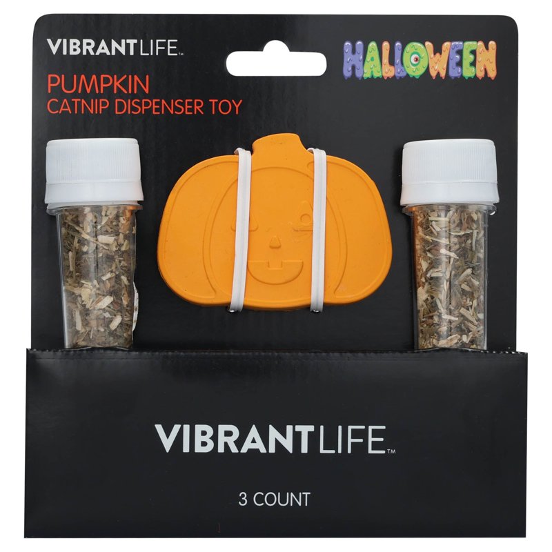 Vibrant Life Halloween Catnip Dispenser Toy - Pumpkin, Orange, Multicolor