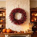 Vibrant Red Wheat Wreath for Front Door Fall Decor - Halloween & Thanksgiving