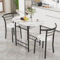 Space-Saving 3-Piece Dining Set for 2 - White