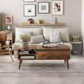 Lift Top Rectangular Wood Coffee Table - Rustic Oak