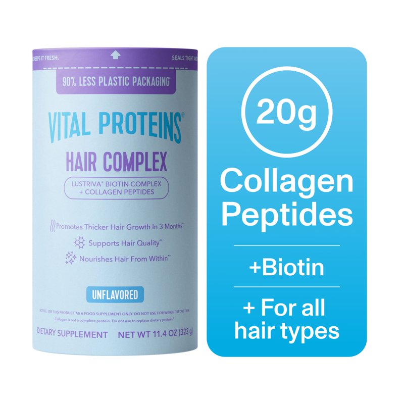 Hair Growth Complex Powder with Biotin & Collagen Peptides - 11.4 oz