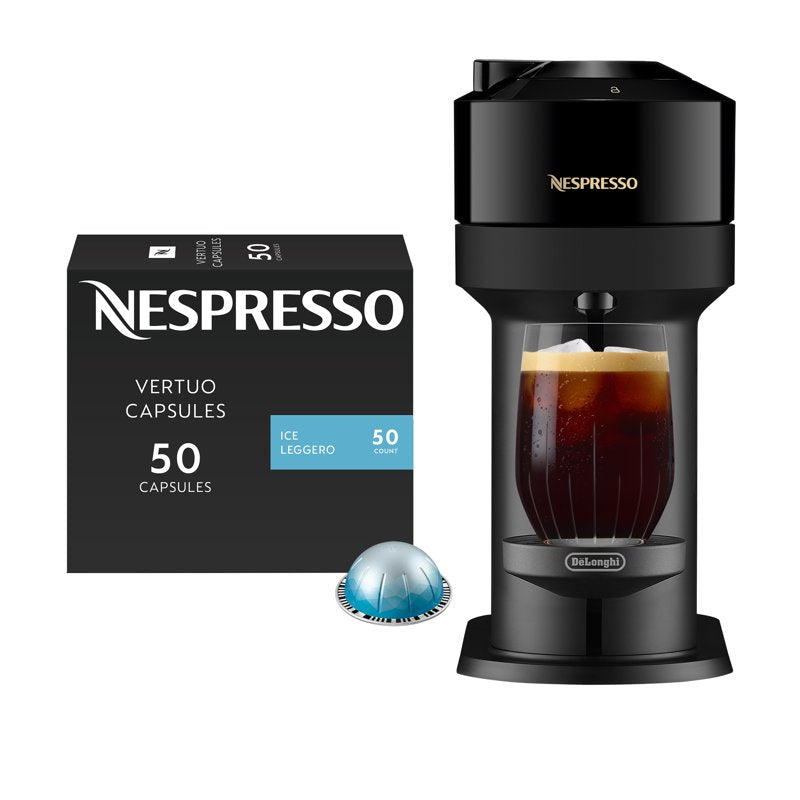 Nespresso Vertuo Next Coffee & Espresso Maker - Black + Ice Leggero Bundle