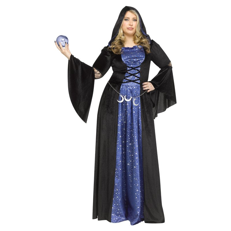 Adult Midnight Sorceress Halloween Costume - 1X Plus Size Celestial Gown