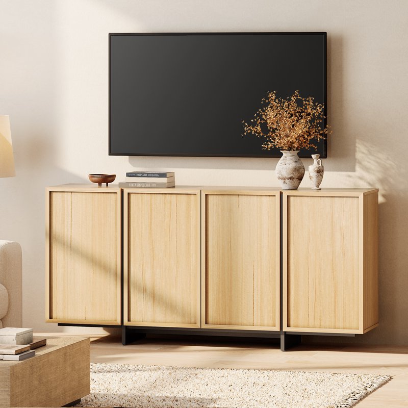 Modern TV Stand - Entertainment Center for 70" TVs with Storage Doors
