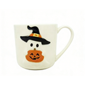 Halloween Ghost Ceramic Mug - White Embossed Coffee Cup with Pumpkin Accessory - Variation 1