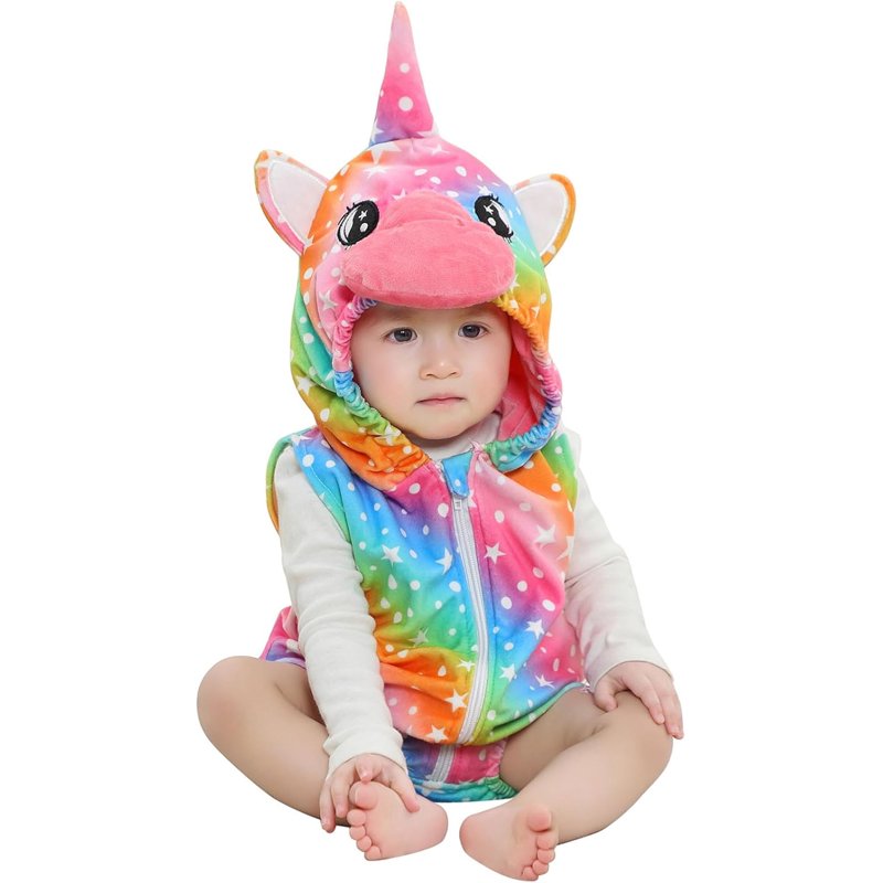 Baby Girls Unicorn Flannel Romper - 6-12 Months Halloween Costume