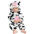 Unisex Baby Animal Costume Romper - White Cow 12-18 Months Winter Autumn Flannel