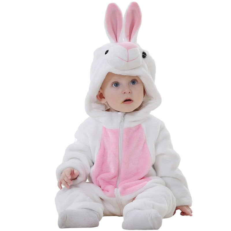 Baby Animal Costume Romper White Rabbit 18-24 Months - Unisex Fall Winter Cute Jumpsuit