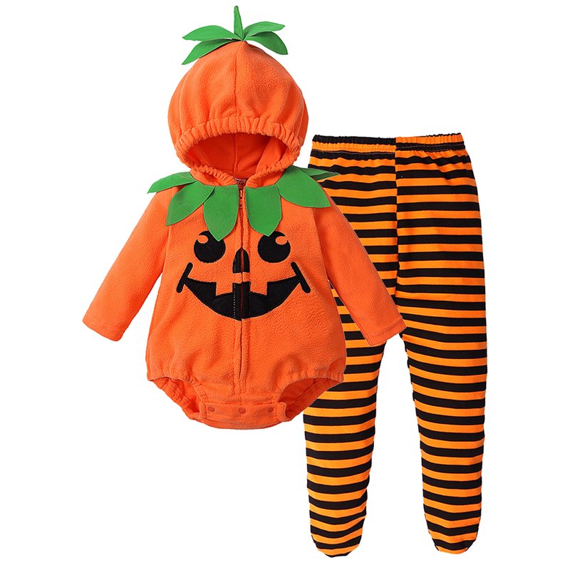 2-Pack Baby Pumpkin Costume Set - 6-12 Months Halloween Romper & Pants, Unisex