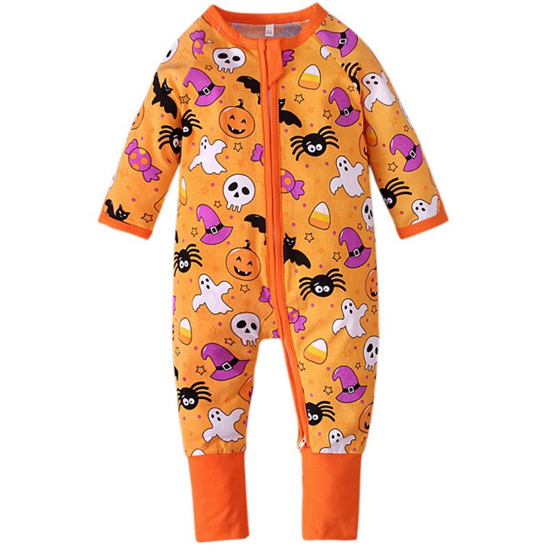 Baby Halloween Cotton Footless & Footed Pajamas - Unisex 9-12 Months Variation 1PCS Orange
