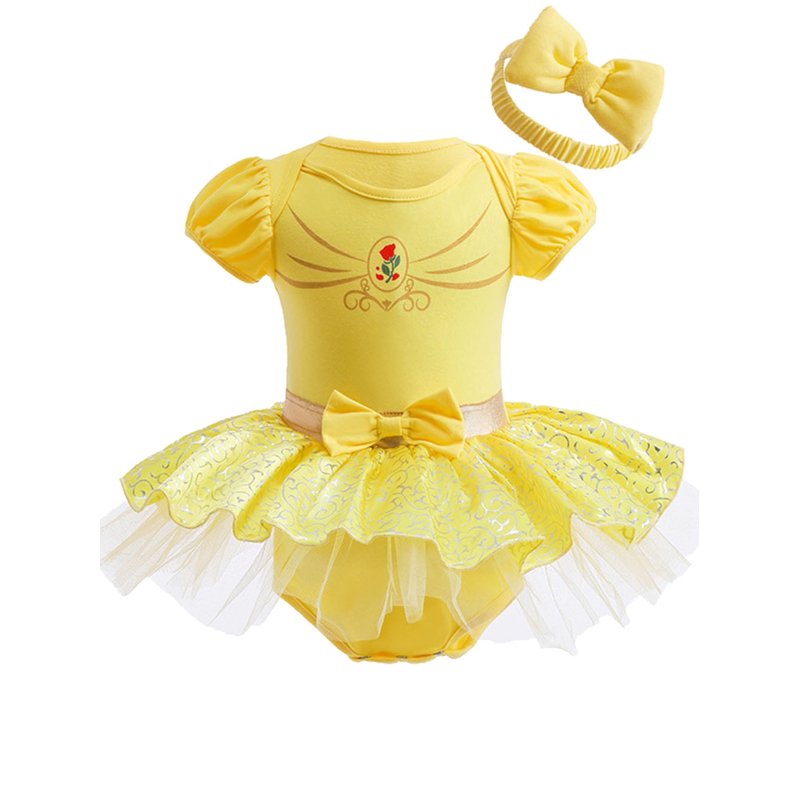 B/Rose Princess Infant Baby Girls Romper Costume with Headband - 3-6 Months