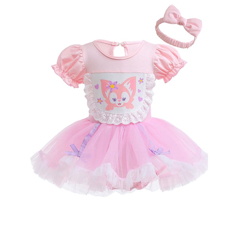 Infant Baby Girls Fox Princess Romper Costume with Headband - 6-9 Months